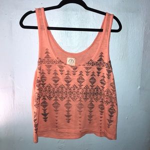 Salmon and Grey Triangle Print Tank top